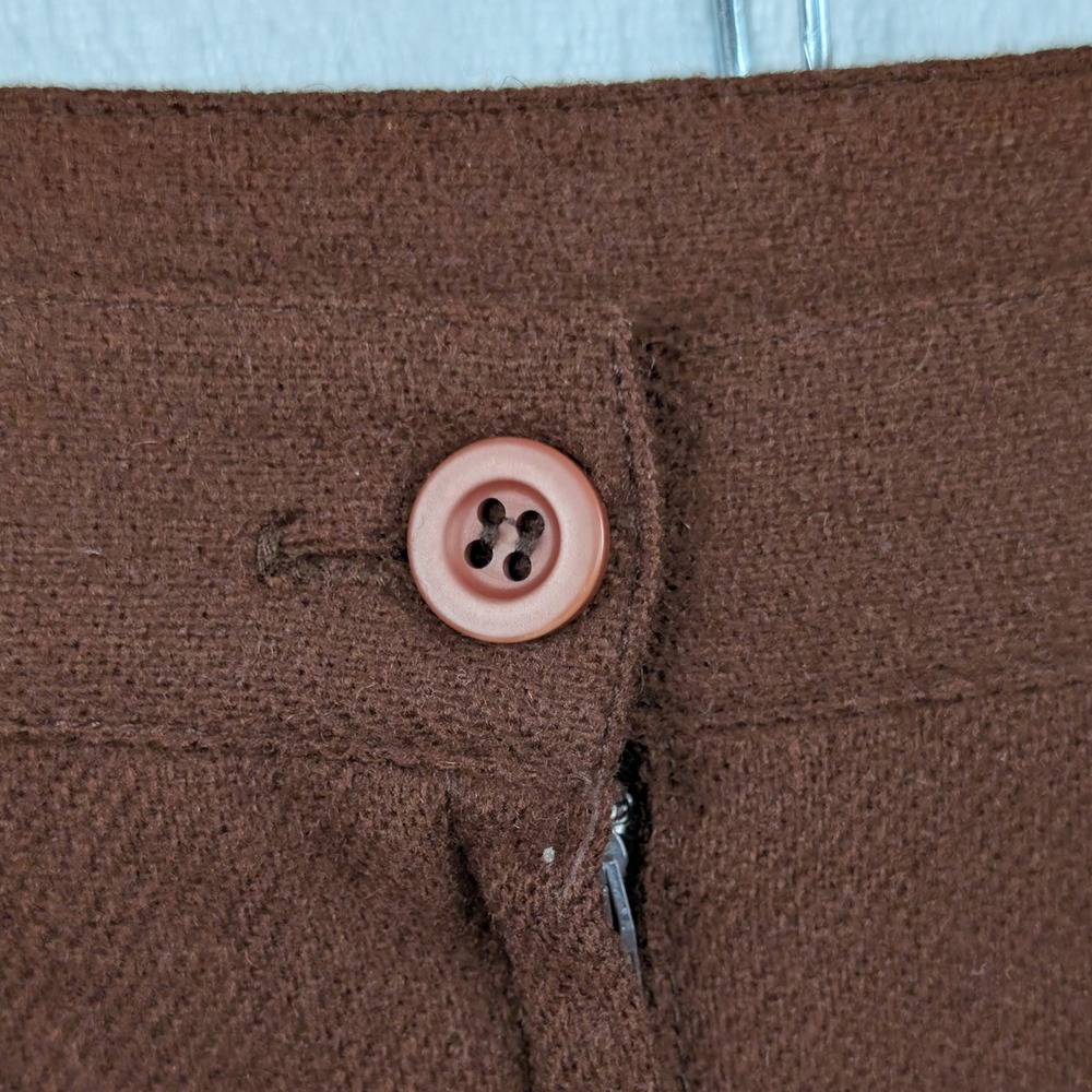 VTG Midi Skirt Women's 10 Brown Straight Pencil Wool Blend Dark Academia 70s - Picture 5 of 8